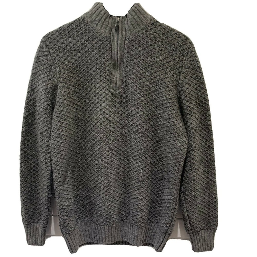 Joseph Abboud 1/4 zip Wool Knit Swearer gray Men's Size Large